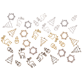 Alloy Open Back Bezel Pendants, For DIY UV Resin, Epoxy Resin, Pressed Flower Jewelry, Winter Christmas Theme