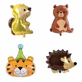 Animal Theme Aluminum Balloon, for Party Festival Home Decorations, Bear/Tiger/Hedgehog/Fox/Raccoon/Squirrel Pattern