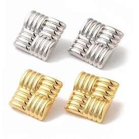 Rack Plating Brass Enamel Stud Earrings, Cadmium Free & Lead Free, Long-Lasting Plated, Square