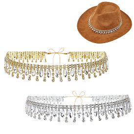 2 шт. стеклянные цепочки для шляп со стразами, вощеной полиэфирным кордом