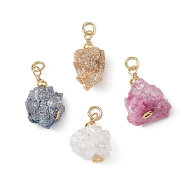 Galvaniques Druzy naturel pendentifs en agate, pépites charmes, or