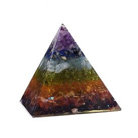 Чакра ювелирные изделия йога, оргонитовая пирамида, смола украшения дома дисплей, с драгоценным камнем внутри