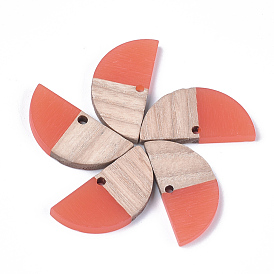 Resin & Wood Semi Circle Pendants, Half Round