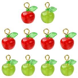 20 шт. 2 стильные подвески ручной работы в технике лэмпворк и акрила, яблоко, с железной фурнитурой