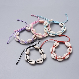 Bracelets de perles tressées en coquillage naturel, avec cordon de polyester ciré coréen
