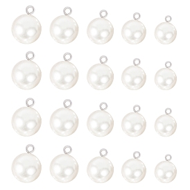 Resin Imitation Pearl Pendants/Shank Buttons, with Iron Findings, 1-Hole, Round