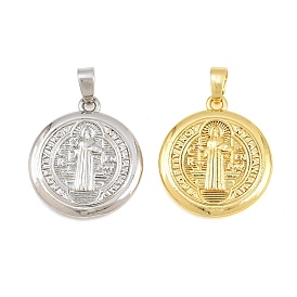 Pendentifs en laiton, rond plat avec des breloques de saint Benoît