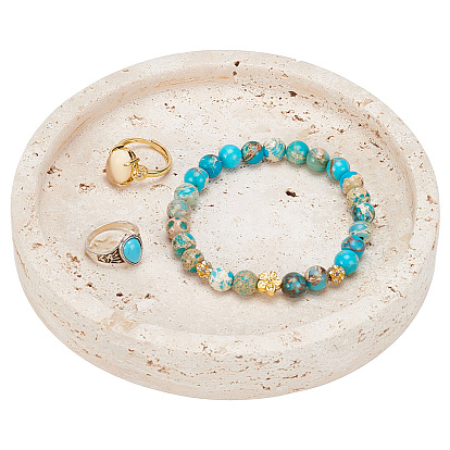 Плоская круглая ювелирная пластина из натурального драгоценного камня, лоток для хранения колец, , Серьги