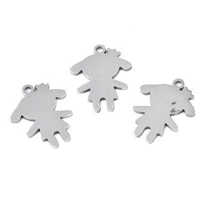 201 Stainless Steel Pendants, Laser Cut, Girl Silhouette Charm