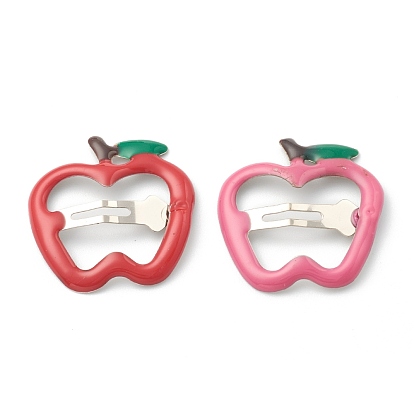 Iron Snap Hair Clips, with Enamel, for Children's Day, Apple