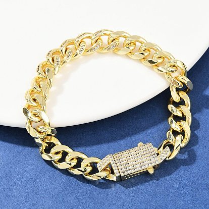 Латунные микропаве прозрачные кубические цирконии кубинские цепные браслеты для женщин, стойки покрытие, долговечный, без свинца и без кадмия