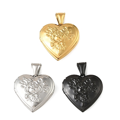 316 подвески из нержавеющей стали Locket, сердце с цветочным шармом, с 304 защелкой из нержавеющей стали на поручнях, долговечный