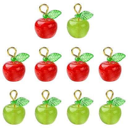 20 шт. 2 стильные подвески ручной работы в технике лэмпворк и акрила, яблоко, с железной фурнитурой