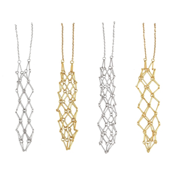 304 мешочек для макраме из нержавеющей стали, пустой держатель для камней, подвесное украшение