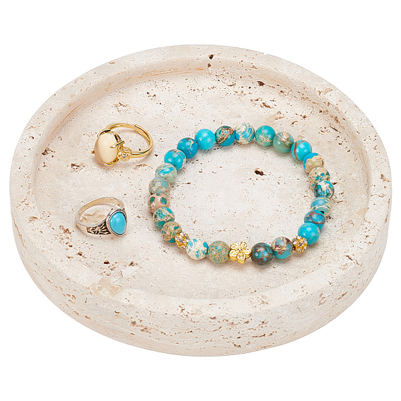 Плоская круглая ювелирная пластина из натурального драгоценного камня, лоток для хранения колец, , Серьги