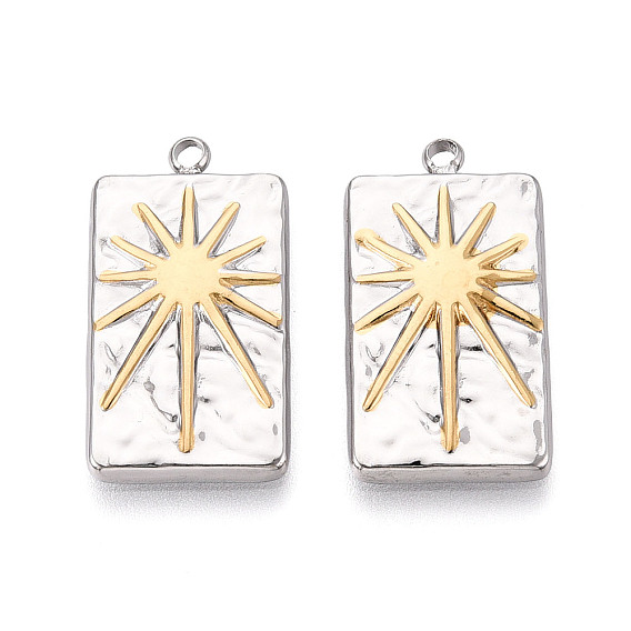 Текстурированный 304 прямоугольник из нержавеющей стали и подвеска в виде солнца, два тона