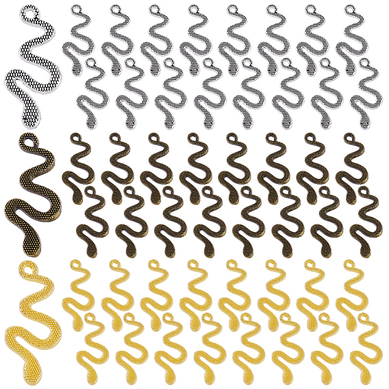 90 шт 3 стили подвески из сплава в тибетском стиле, без кадмия и без свинца, змея