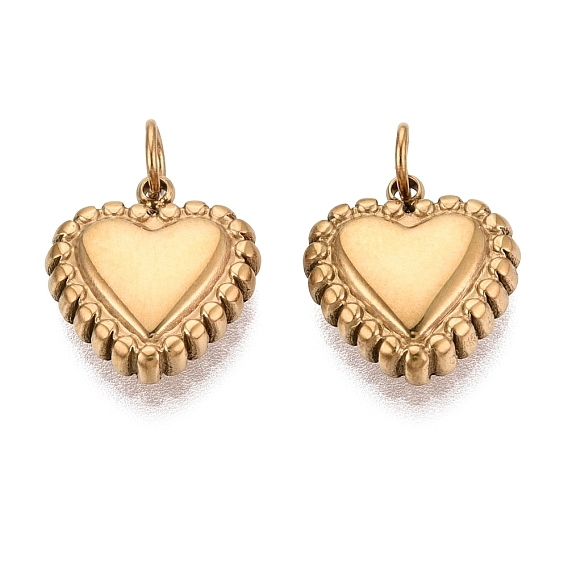 304 Edelstahl Reize, Herzanhänger, mit Ringe springen, Hand poliert
