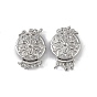 Покрытие стойки латунь микро паве прозрачный кубический цирконий застежки коробки, 3 нитей, 6-луночное, плоские круглые с цветочным узором