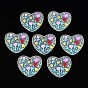 Transparent Printed Acrylic Pendants, Heart with Flower