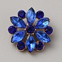 Alloy Rhinestone Shank Buttons, 1-Hole, Flower