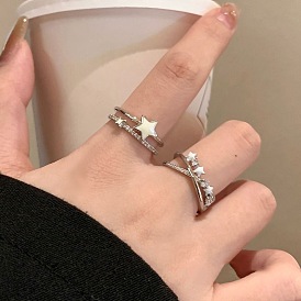 Эмалированные кольца-манжеты из сплава «звезда» для женщин, со стразами