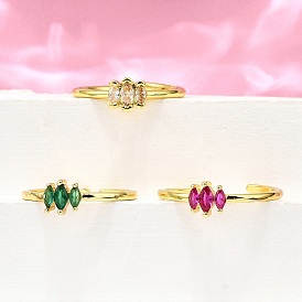 Манжеты из латуни с микро паве кубический цирконий для женщин, без кадмия, без никеля и без свинца, лошадиный глаз , реальный 18 k позолоченный