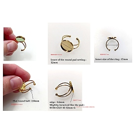 304 paramètres de bague de coupe de lunette en acier inoxydable, anneaux de manchette, avec plateau rond