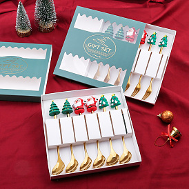 Suministros para la fiesta de navidad, incluidas cucharas de acero inoxidable, juego de vajilla tenedores