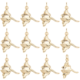 12шт. подвески из латуни в виде ската манты, без кадмия и без свинца, долговечный, стойки покрытие, с целью перехода в кольце