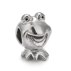 304 Stainless Steel European Beads, Large Hole Beads, Frog
