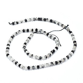  Quartz naturel tourmaliné / perles de quartz rutile noires, facette, rondelle
