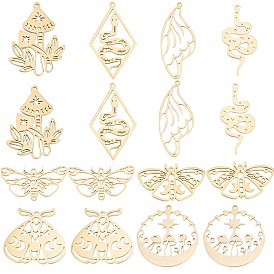 16 шт 8 стиль 201 подвески из нержавеющей стали, лазерная резка, гриб и жук и бабочка