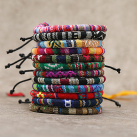 Bracelet en cordon ciré coloré de style bohème avec plusieurs cordes d'amitié