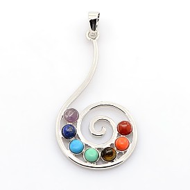 Chakra cru pendentifs en laiton de bijoux de pierres précieuses, vortex, platine