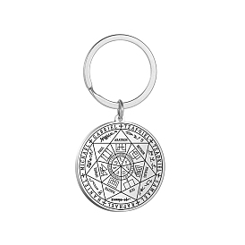 Porte-clés en acier inoxydable, les sceaux des sept archanges amulette de protection porte-clés de la kabbale de salomon