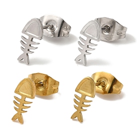 Ионное покрытие (ip) 304 серьги-гвоздики из нержавеющей стали для женщин, рыбьей костью