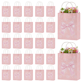 Бумажные упаковочные пакеты с бантом и ручками, сумки для покупок, прямоугольные