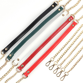 Leather & Alloy Chain Bag Strap, with Swivel Clasps, for Bag Replacement Accessories