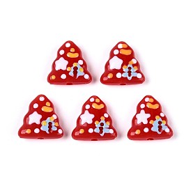 Непрозрачные акриловые бусины, с эмалью, рождественская елка