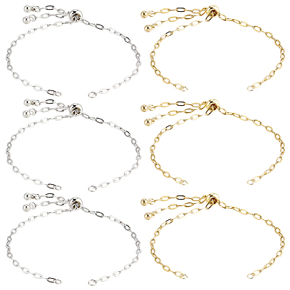 8шт. 2 цвета 2.5мм 304 скрепка из нержавеющей стали, цепочка, слайдер, браслет, с латунной бисера