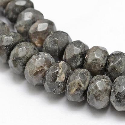 Faceted Natural Labradorite Rondelle Beads Strands, 8x5mm, Hole: 1mm, about 76pcs/strand, 15.2 inch