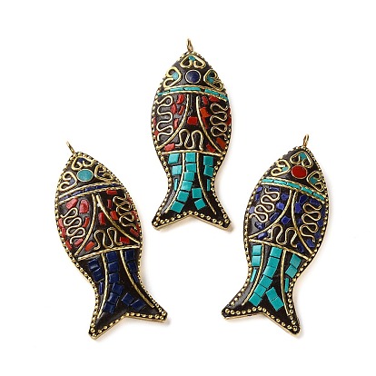 Большие подвески из Индонезии, рыба, с негальванизированной фурнитурой из сплава