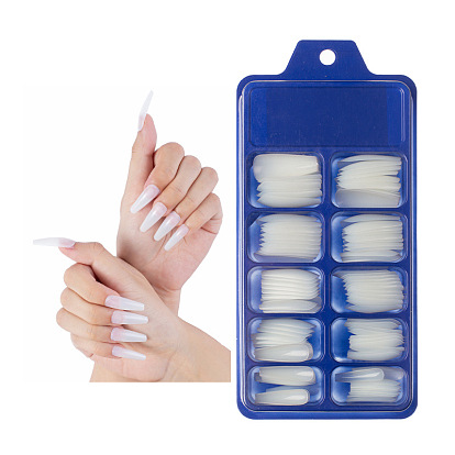 100Pcs 10 Size Trapezoid Plastic False Nail Tips, Full Cover Press On False Nails, Nail Art Detachable Manicure, for Practice Manicure Nail Art Decoration Accessories