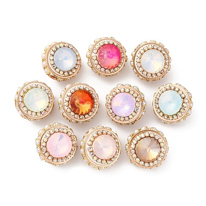 Круглые бусины из смолы ручной работы из Индонезии, со сплавочной фурнитурой со стразами, рондель