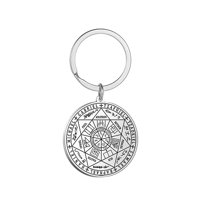 Stainless Steel Keychains, The Seals of the Seven Archangels Protection Amulet Solomon Kabbalah Keychains