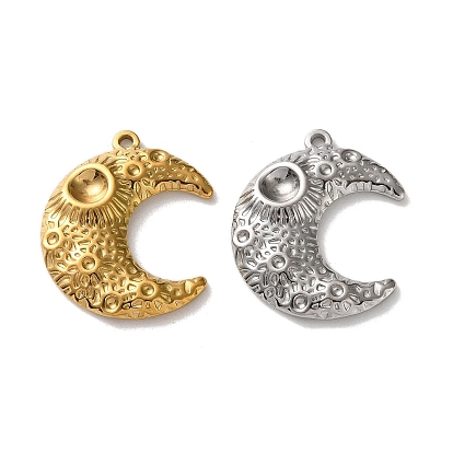 304 Настройки горный хрусталь из нержавеющей стали кулон, ионное покрытие (ip), луна