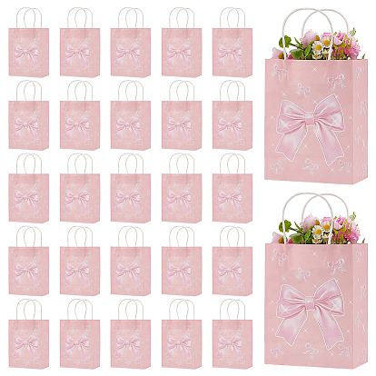 Бумажные упаковочные пакеты с бантом и ручками, сумки для покупок, прямоугольные