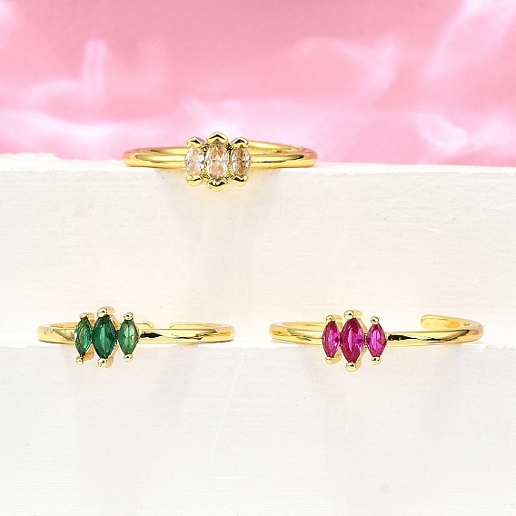 Манжеты из латуни с микро паве кубический цирконий для женщин, без кадмия, без никеля и без свинца, лошадиный глаз , реальный 18 k позолоченный