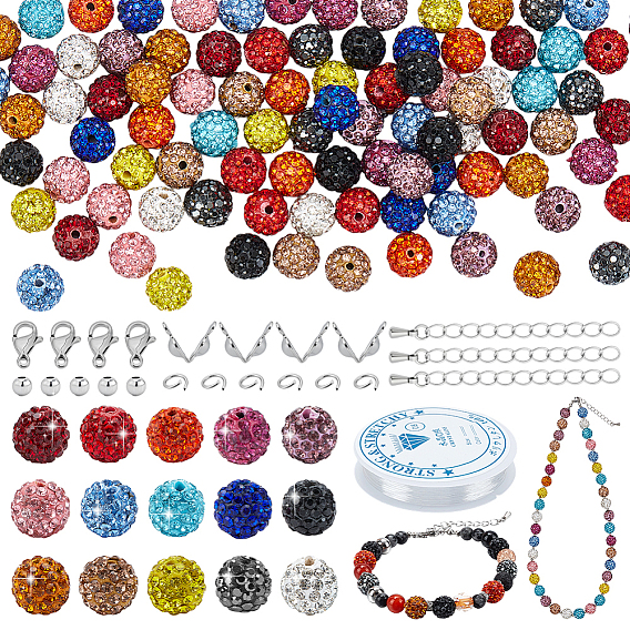 DIY-Armband-Sets aus runden Polymer-Ton-Strassperlen